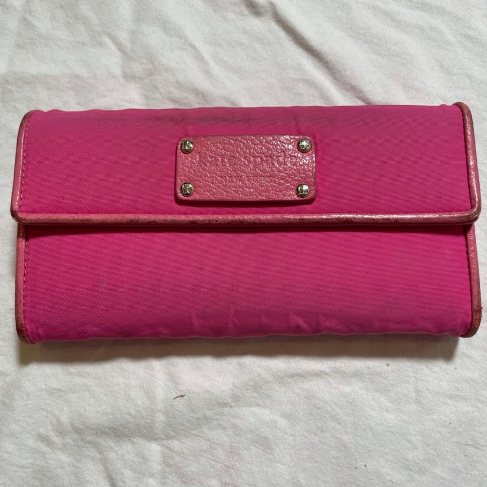 Kate Spade wallet hot pink leather and nylon